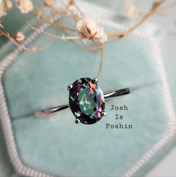 1.2CTWMystic rainbow quartz ring in sterling silver - Picture 2 of 5